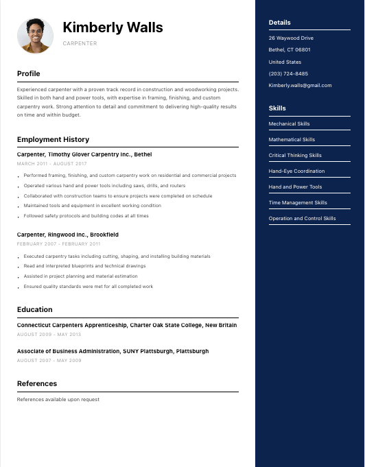 Minimalist resume template preview