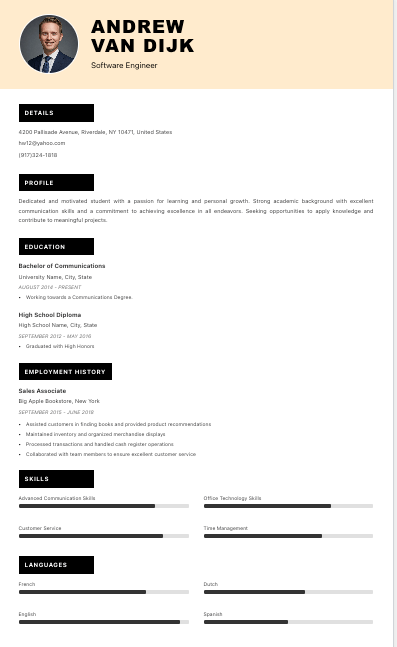 Bold resume template preview