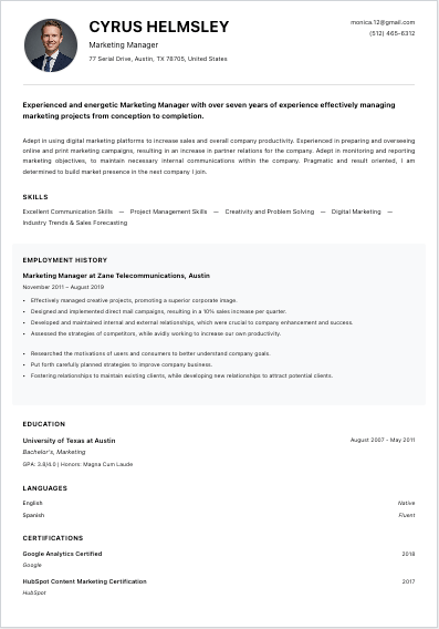 Dynamic resume template preview