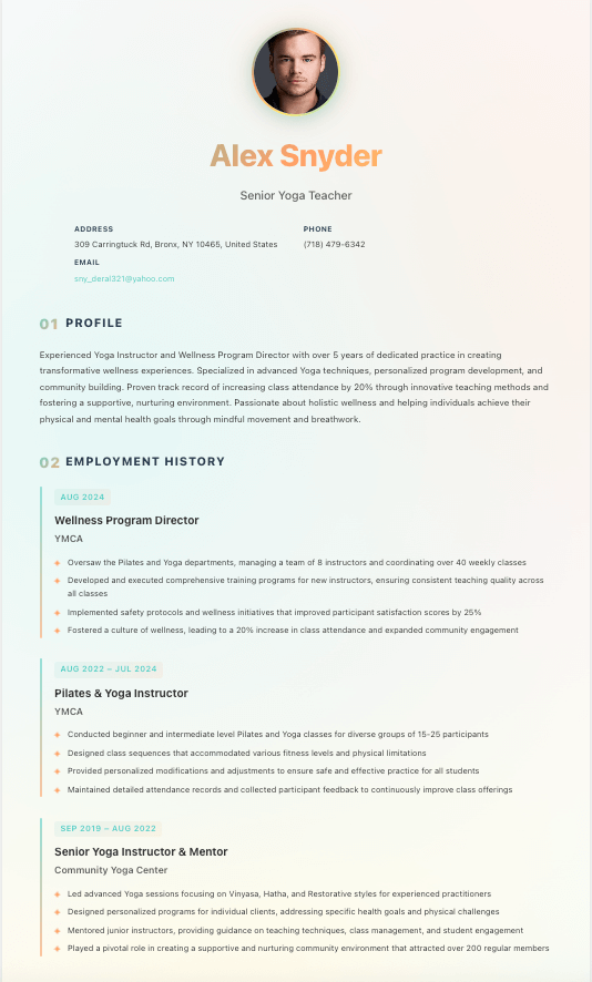 Structured resume template preview