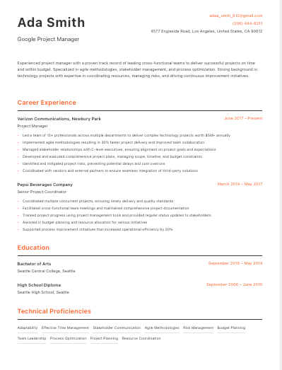 Versatile resume template preview